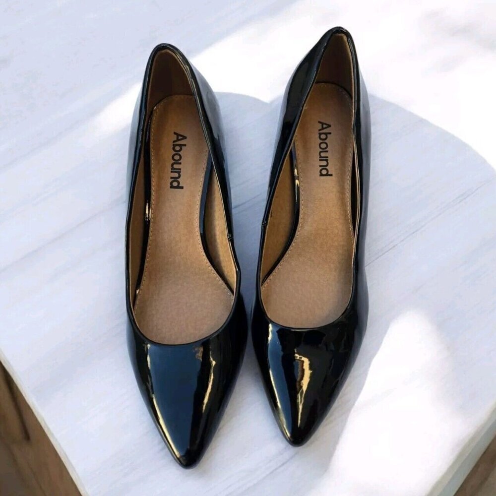 NWT ABOUND Nordstrom Block Heel Black Patent ABADURY Heels Pump Shoes 7M